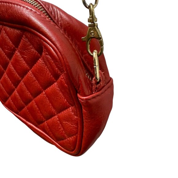 BROWNIE Red Leather Quilted Bag Chain Crossbody Made in Italy Handbag - Picture 10 of 14